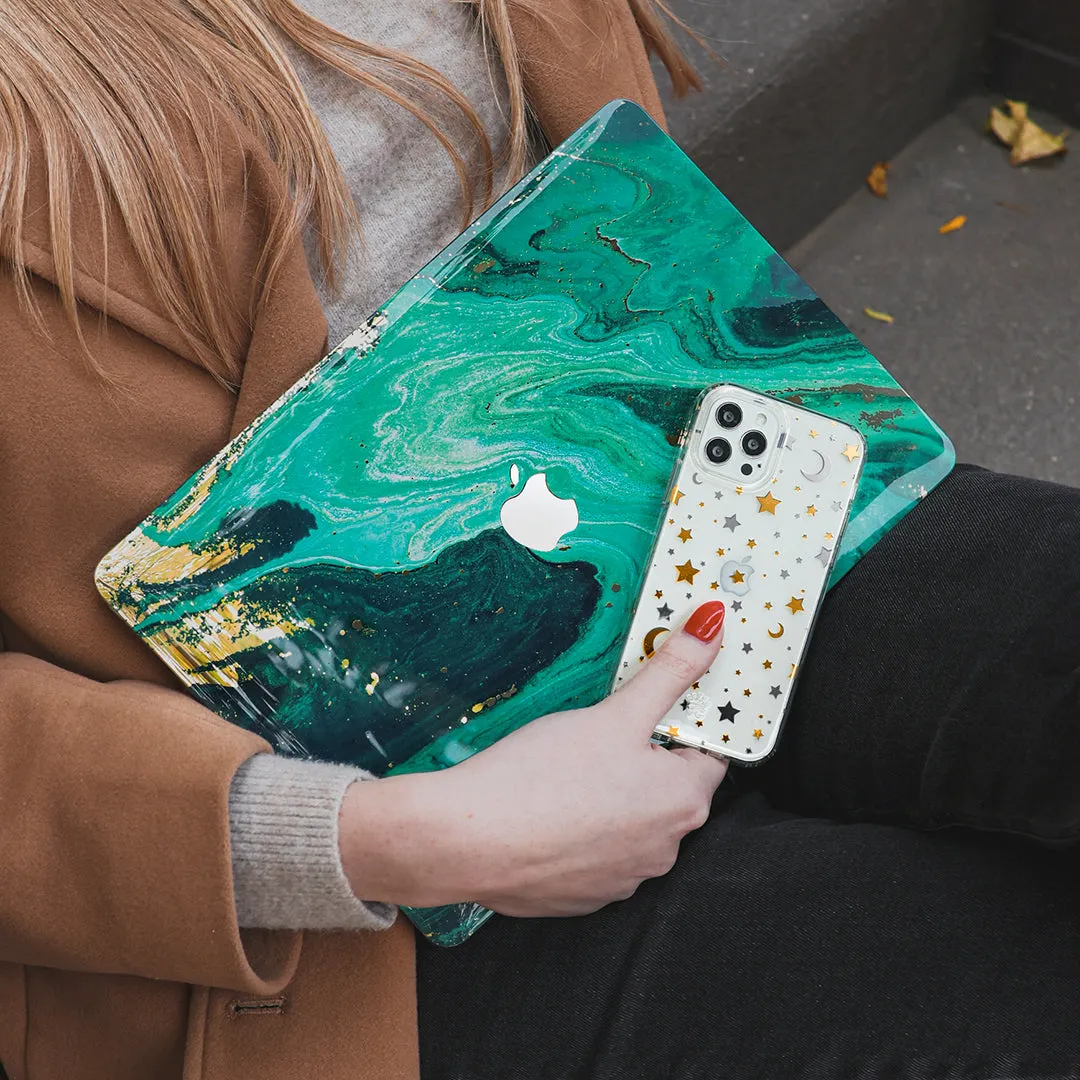 Emerald Gold Marble Macbook Case