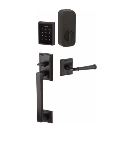 Emtek Hamden EMPowered™ Motorized Touchscreen Handle set with Hermes Lever