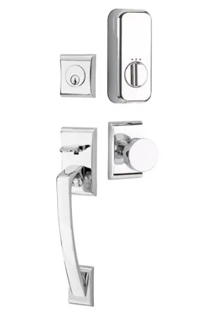 Emtek Single Cylinder Ares Handleset EMPowered Motorized Smart Lock Upgrade With Hammered Egg Knob