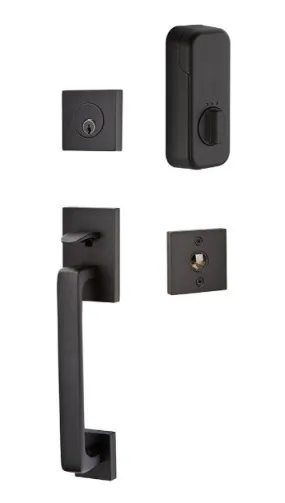 Emtek Single Cylinder Baden Handleset EMPowered Motorized Smart Lock Upgrade With Square Knob