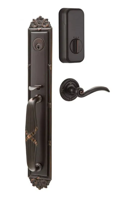 Emtek Single Cylinder Imperial Handleset EMPowered Motorized Smart Lock Upgrade With Cortina Lever