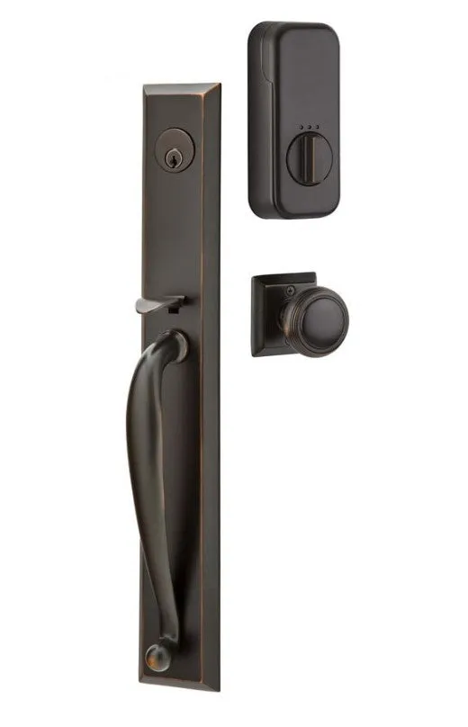 Emtek Single Cylinder Jefferson Handleset EMPowered Motorized Smart Lock Upgrade With Laurent Knob