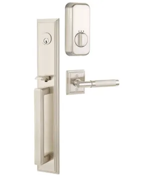 Emtek Single Cylinder Melrose Handleset EMPowered Motorized Smart Lock Upgrade With Ebony Knob