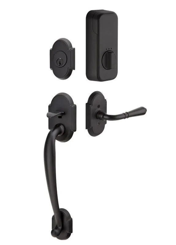 Emtek Single Cylinder Nashville Handleset EMPowered Motorized Smart Lock Upgrade With Merrimack Lever