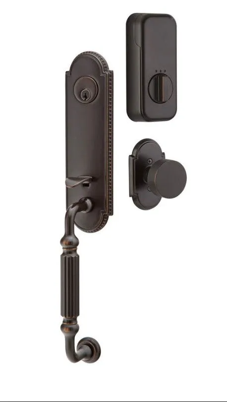 Emtek Single Cylinder Orleans Handleset EMPowered Motorized Smart Lock Upgrade With Athena Lever