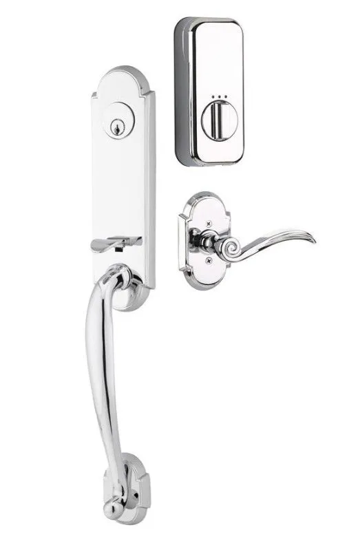 Emtek Single Cylinder Richmond Handleset EMPowered Motorized Smart Lock Upgrade With Old Town Glass Knob