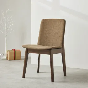 Fabric Upholstered Dining Chair with Walnut Wood Finish