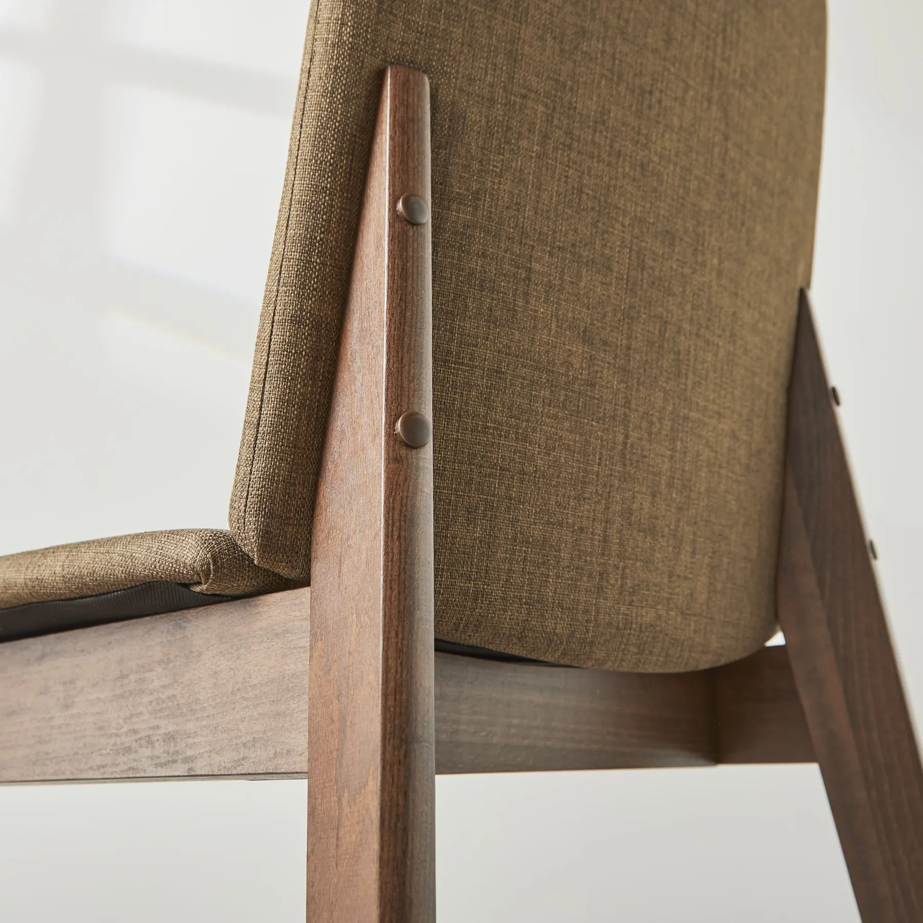 Fabric Upholstered Dining Chair with Walnut Wood Finish