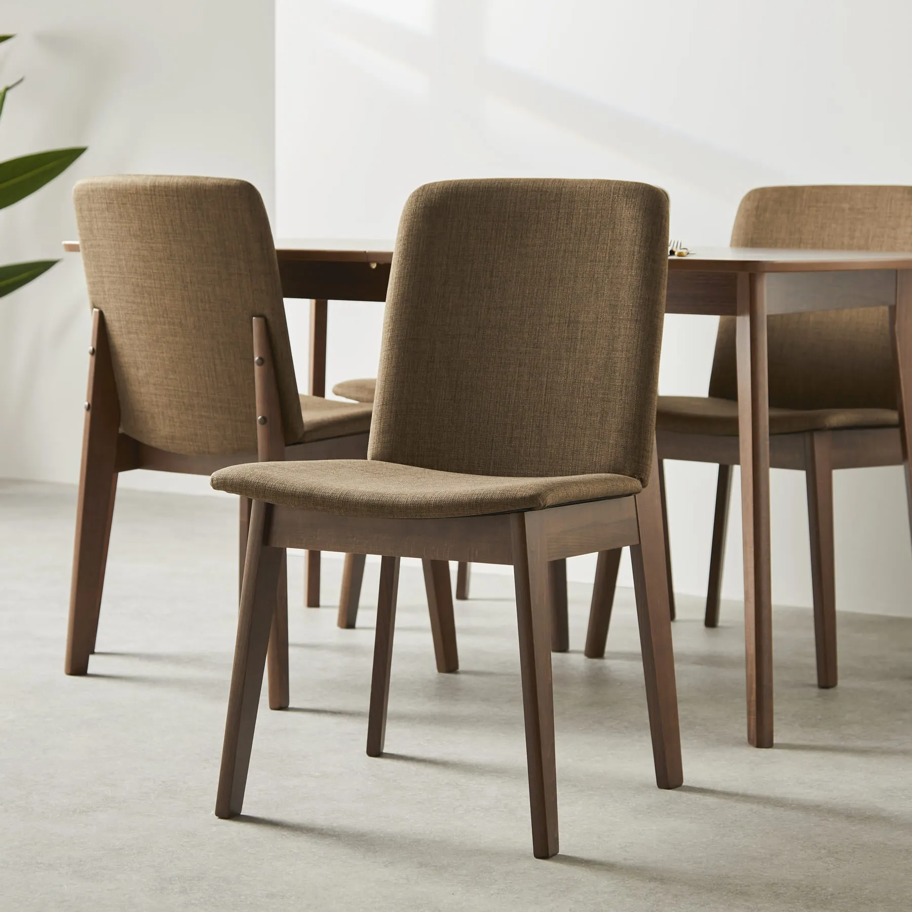 Fabric Upholstered Dining Chair with Walnut Wood Finish