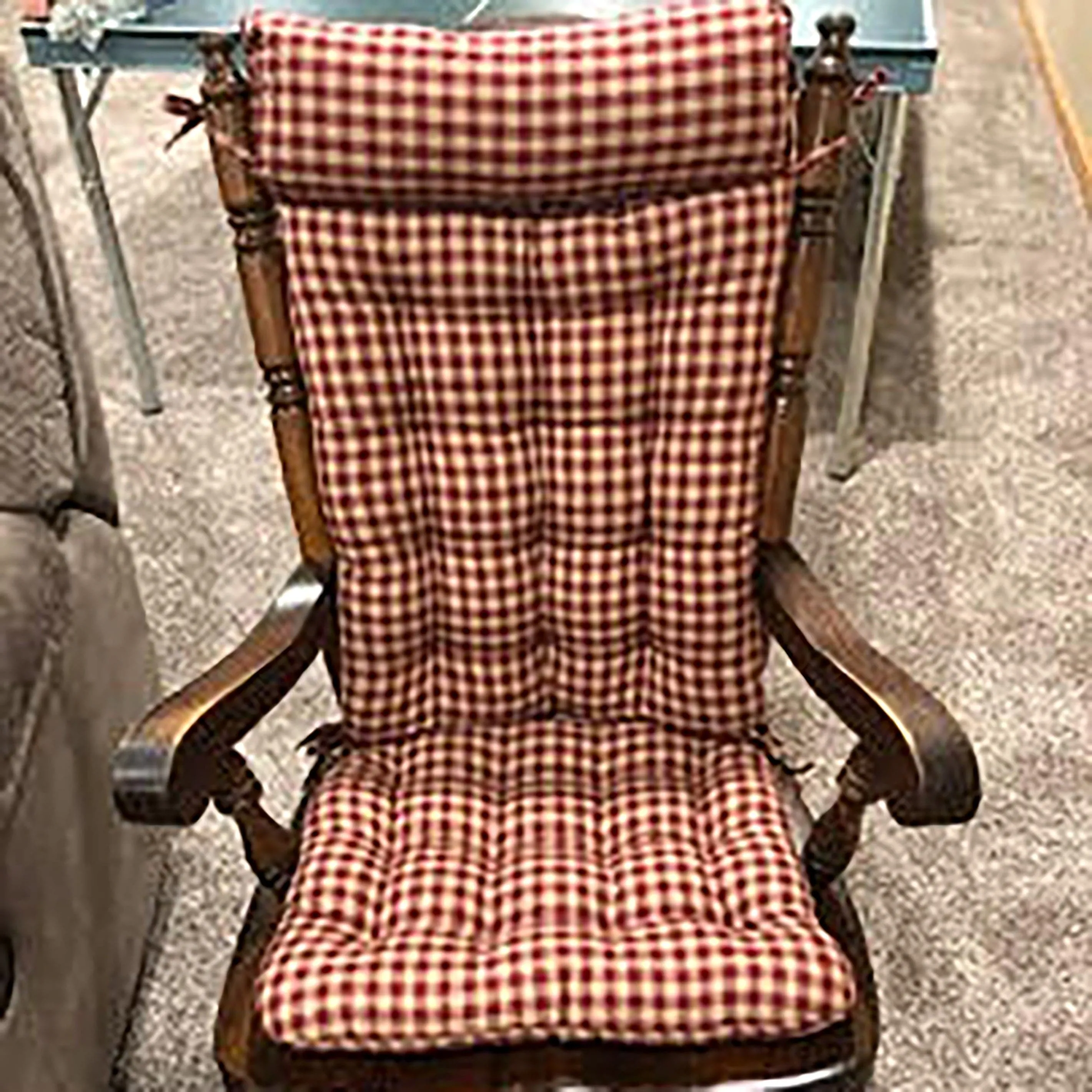 Farmhouse Check Dark Red & Tan Rocker Back Extender Headrest Pillow