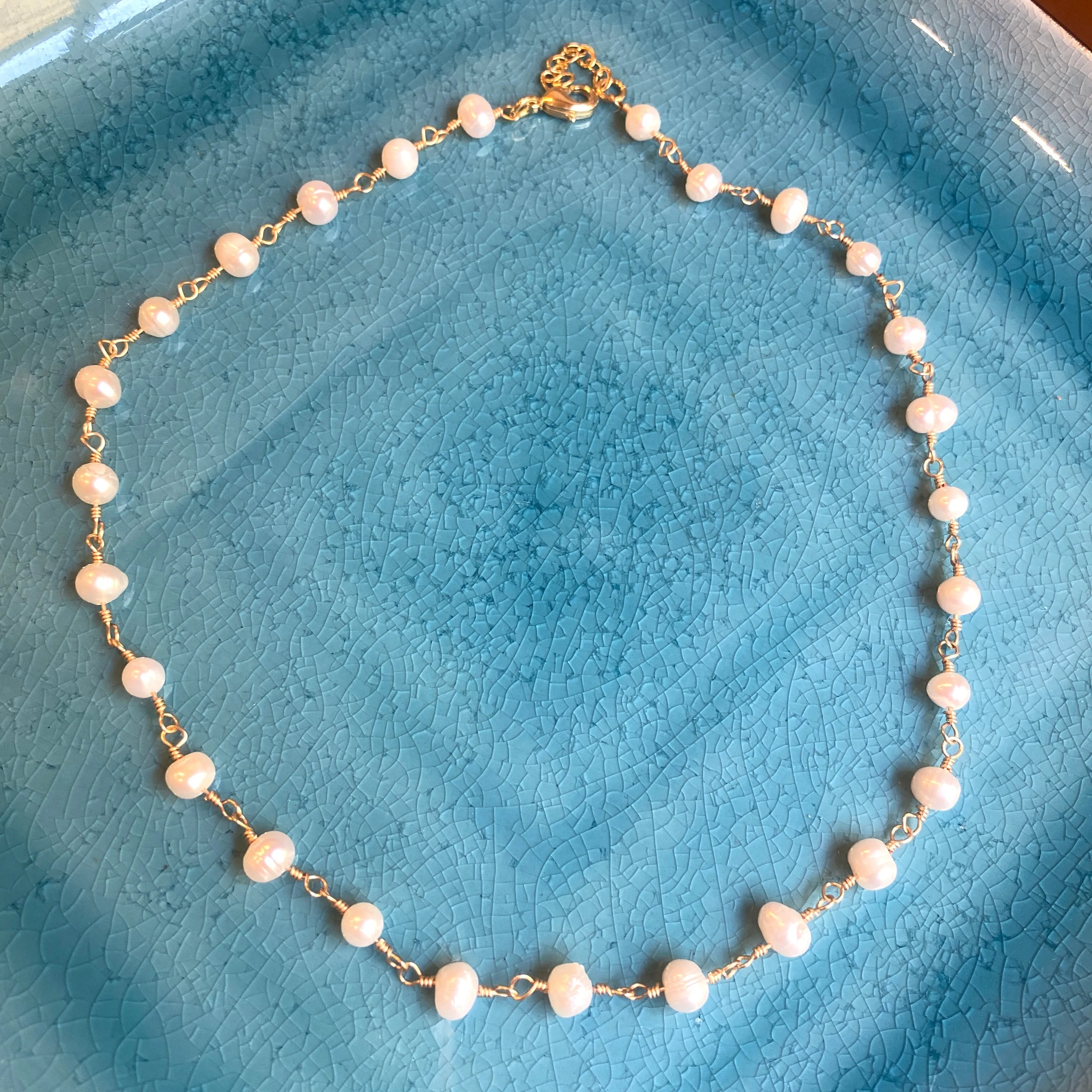 Freshwater Pearl Wire Wrapped Chain