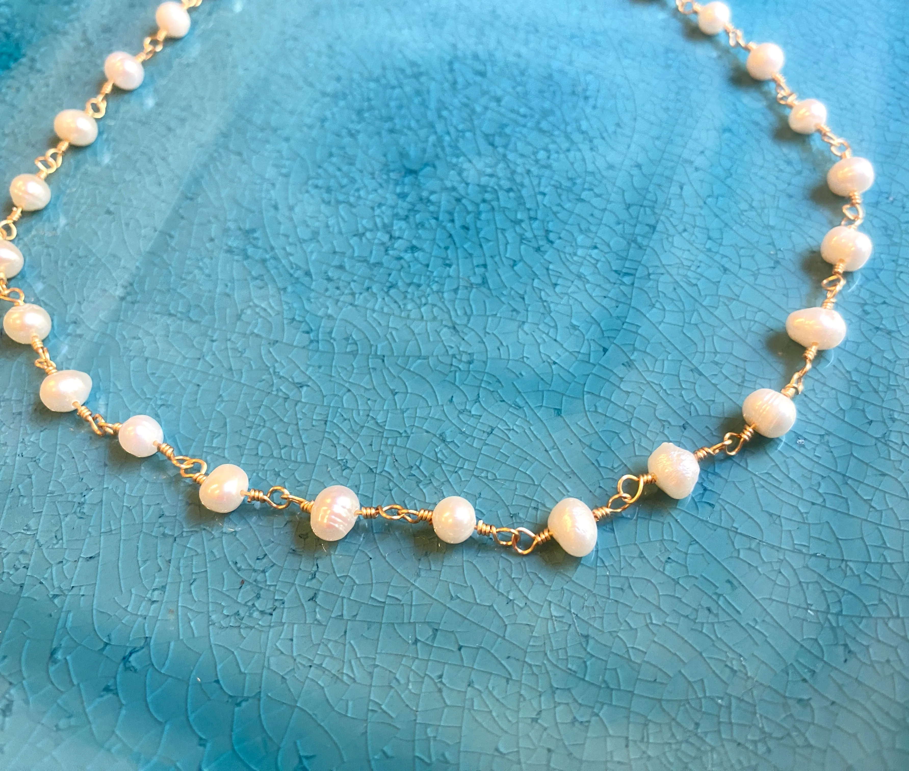 Freshwater Pearl Wire Wrapped Chain