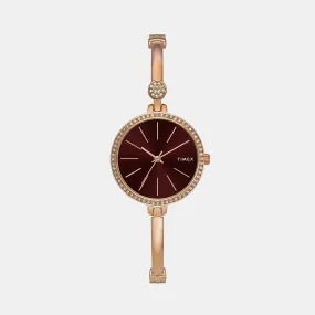 Fria Women's Brown Analog Brass Watch TWEL18403