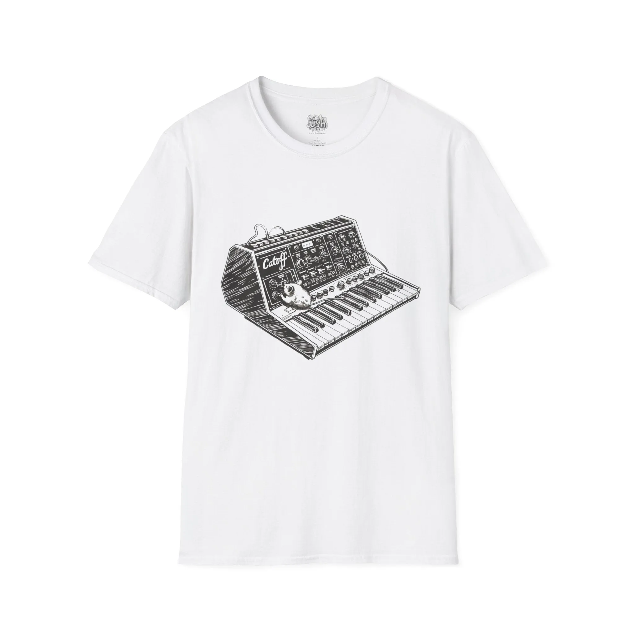 Funny Mouse on Synthesizer Catoff T-Shirt