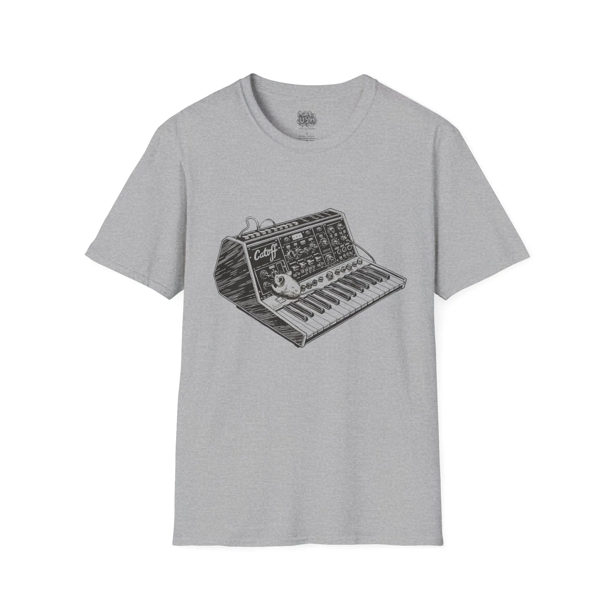 Funny Mouse on Synthesizer Catoff T-Shirt