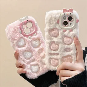 Fuzzy Heart Imprinted iPhone Case