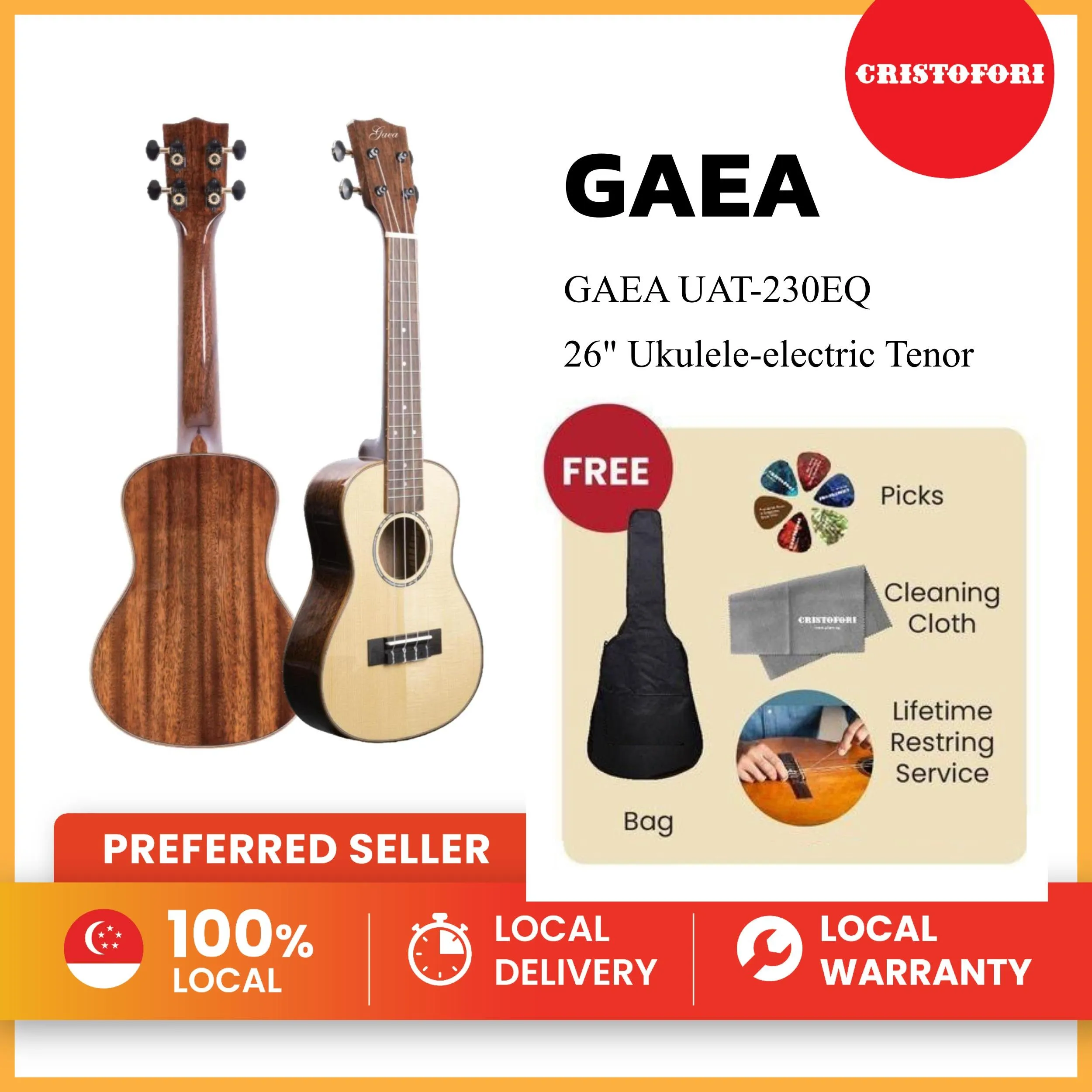 GAEA UAT-230EQ 26" Ukulele-electric Tenor