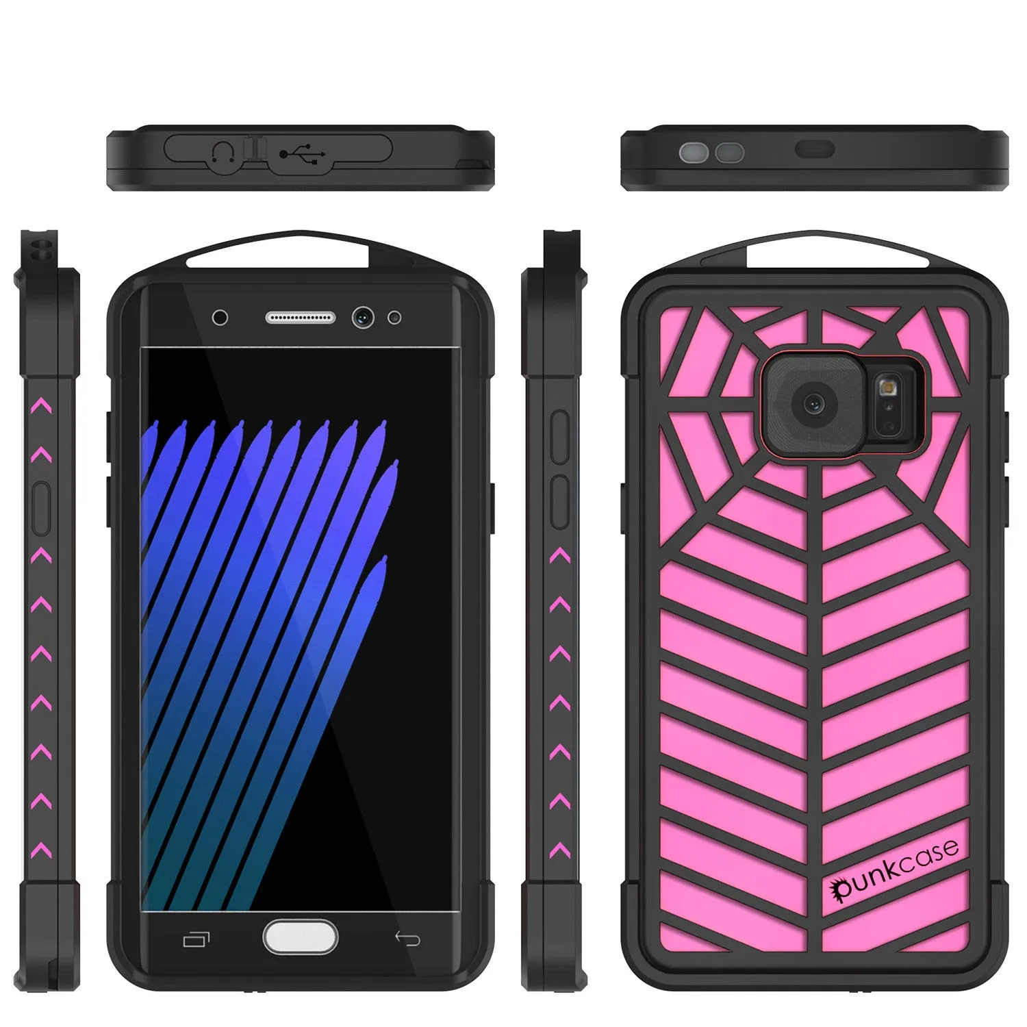 Galaxy Note 7 Waterproof Case, Punkcase WEBSTER Series, Pink | Heavy Duty Armor Cover