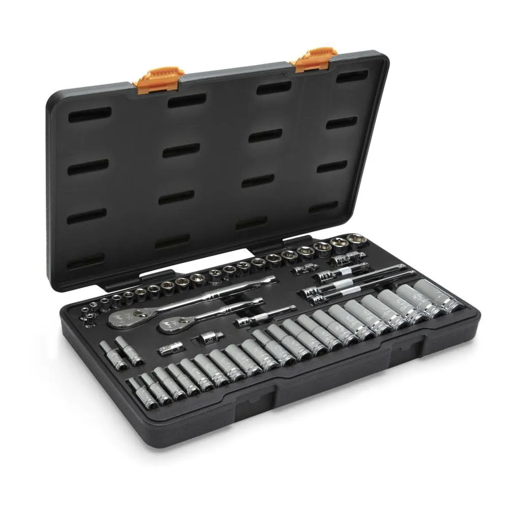 GEARWRENCH 1/4 Inch & 3/8 Inch Drive 6 Point Metric Mechanics Tool Set 53 Piece