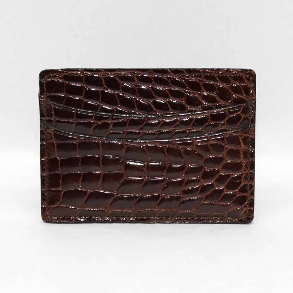 Genuine Alligator Card Case Brown