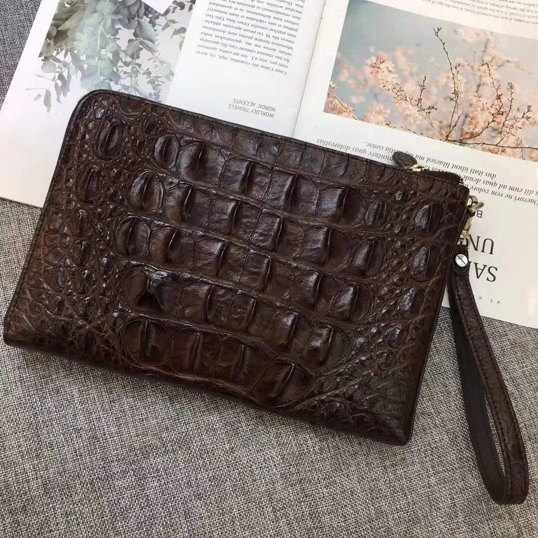 Genuine Crocodile Bone Leather Small Ipad Case,Clutch Bag