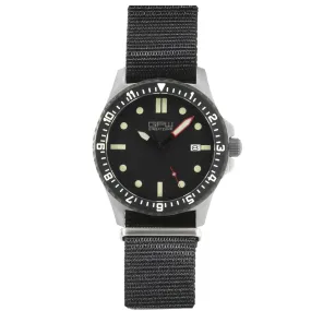 German Military Titanium Automatic Watch. GPW Date. 200M W/R. Sapphire Crystal. Black Nylon Strap.