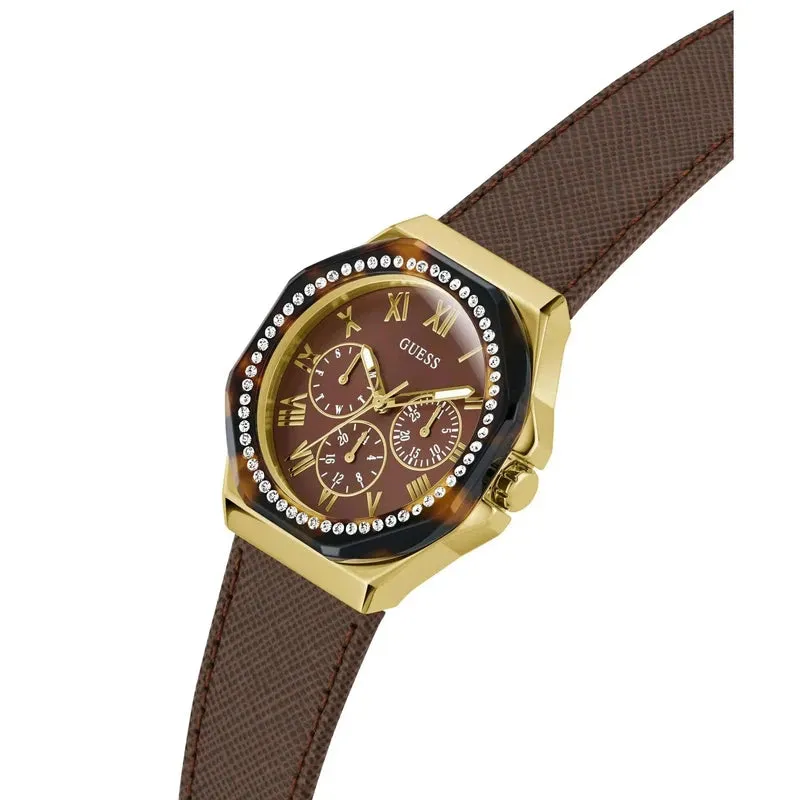 Guess Glaze Brown Dial Multifunction Watch