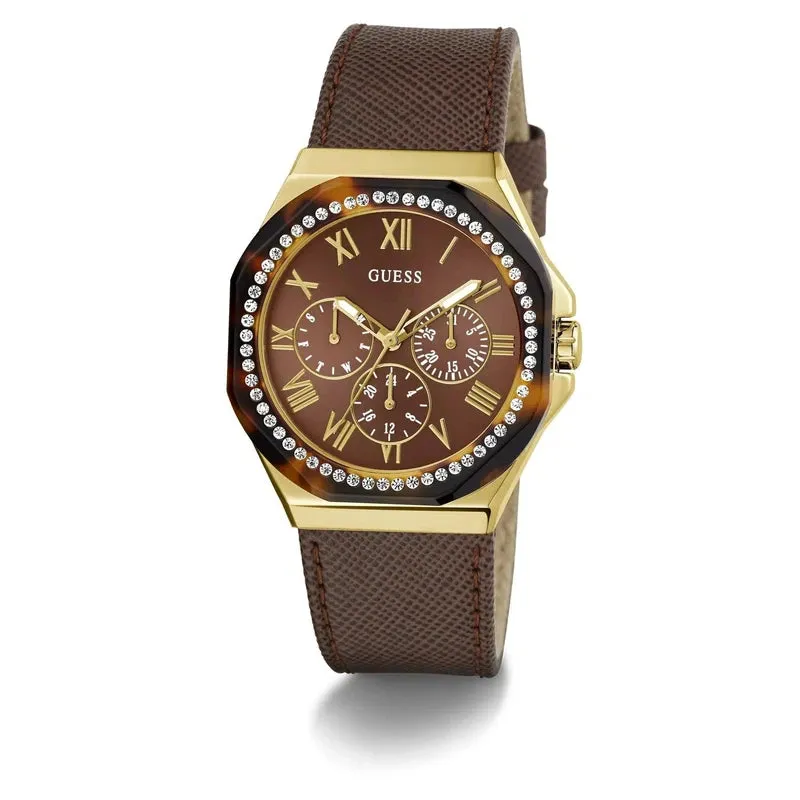 Guess Glaze Brown Dial Multifunction Watch