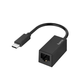 Hama Essential Line USB-C Plug to LAN/Ethernet Socket Network Adapter - Black | 437235