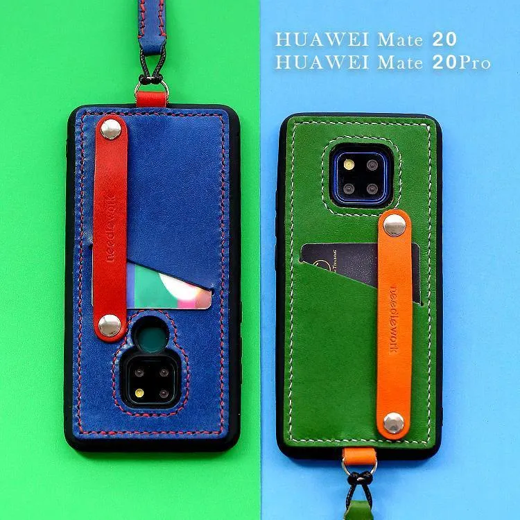 Handmade Green Leather Huawei Mate 20 X Case with Card Holder CONTRAST COLOR Huawei Mate 20 X Leather Case