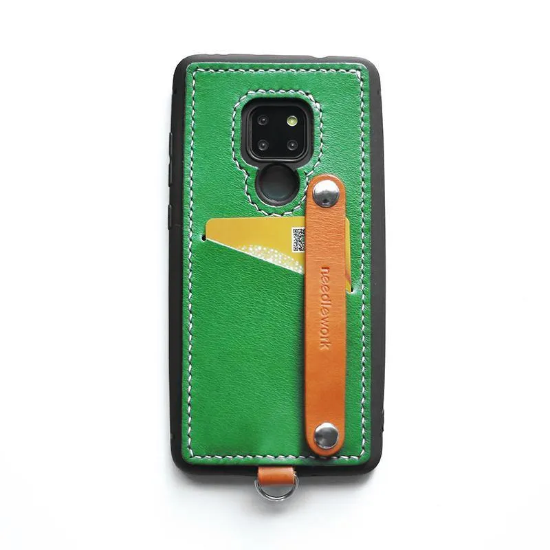 Handmade Green Leather Huawei Mate 20 X Case with Card Holder CONTRAST COLOR Huawei Mate 20 X Leather Case