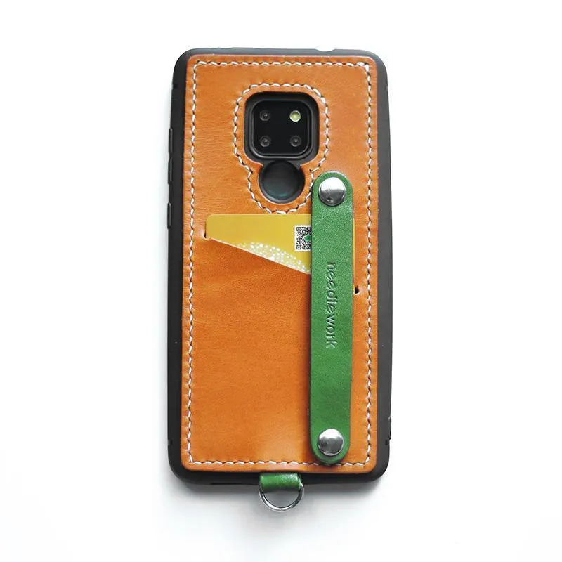 Handmade Green Leather Huawei Mate 20 X Case with Card Holder CONTRAST COLOR Huawei Mate 20 X Leather Case