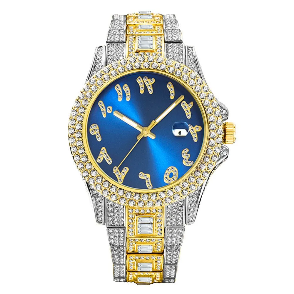 Hip Hop Full Diamond Business Men's Waterproof Quartz Watches