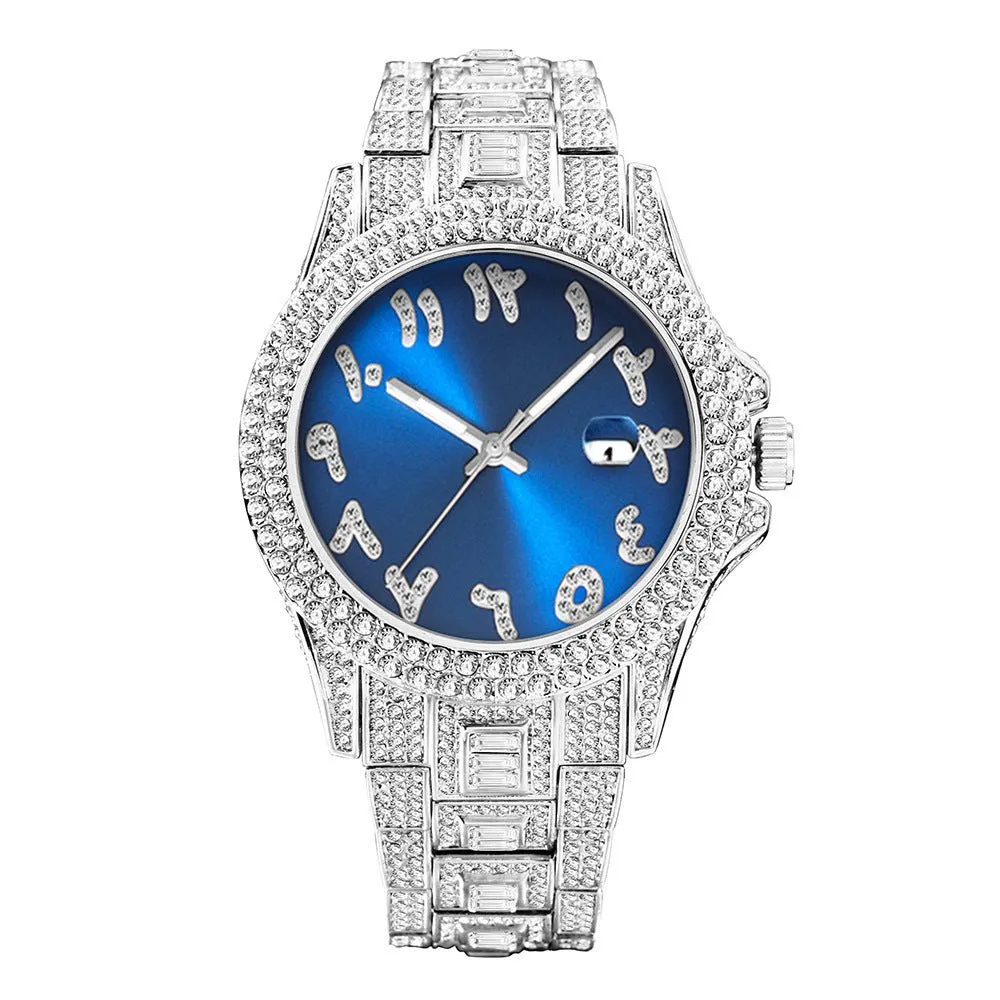 Hip Hop Full Diamond Business Men's Waterproof Quartz Watches