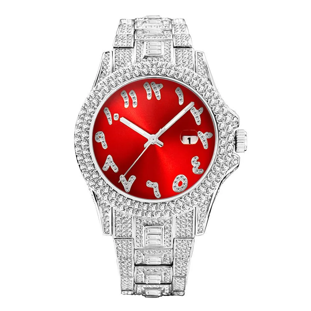 Hip Hop Full Diamond Business Men's Waterproof Quartz Watches