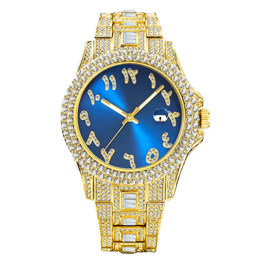 Hip Hop Full Diamond Business Men's Waterproof Quartz Watches