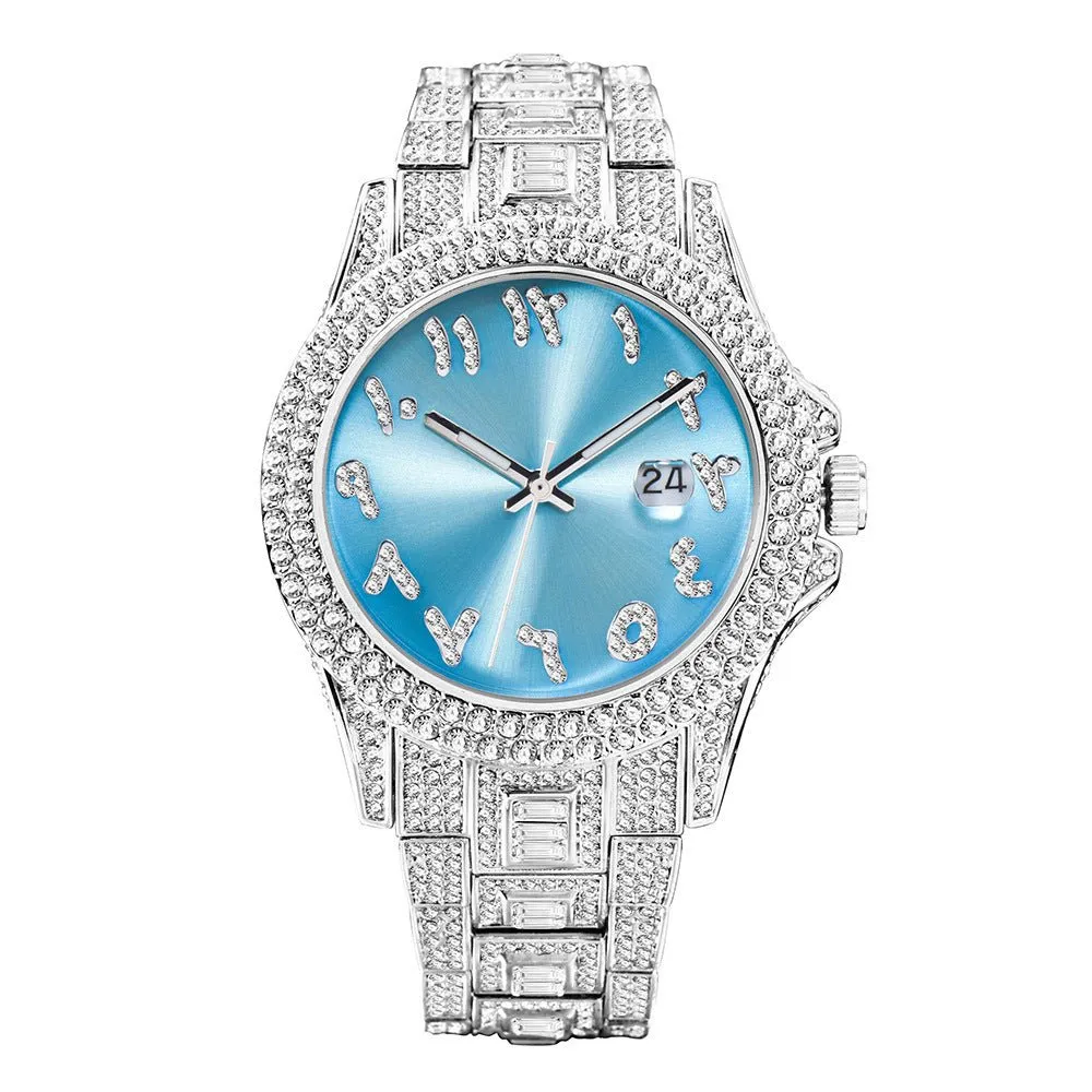 Hip Hop Full Diamond Business Men's Waterproof Quartz Watches