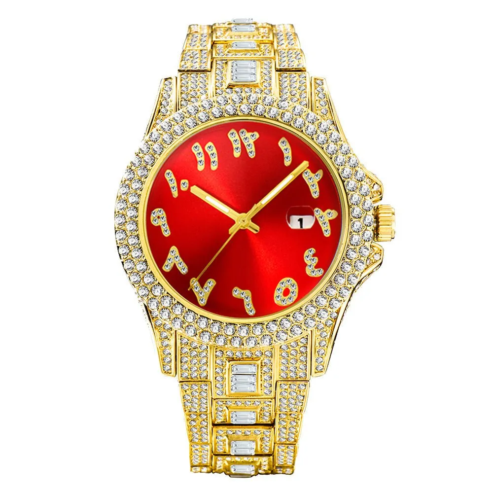 Hip Hop Full Diamond Business Men's Waterproof Quartz Watches