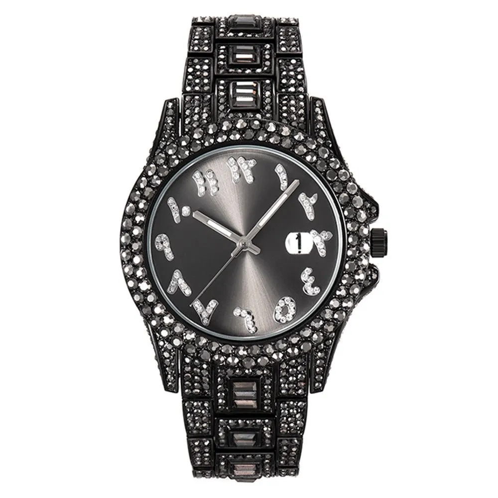 Hip Hop Full Diamond Business Men's Waterproof Quartz Watches