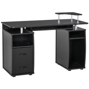 HOMCOM Black Computer Desk with Keyboard Tray, CPU Shelf & Drawers - Perfect for Home Office