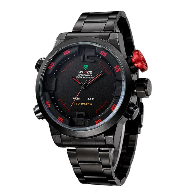 Hot WEIDE Watches Men's Casual Watch Multi-function Led Watches Men Dual Time Zone With Alarm Sports Diver Quartz Wristwatches