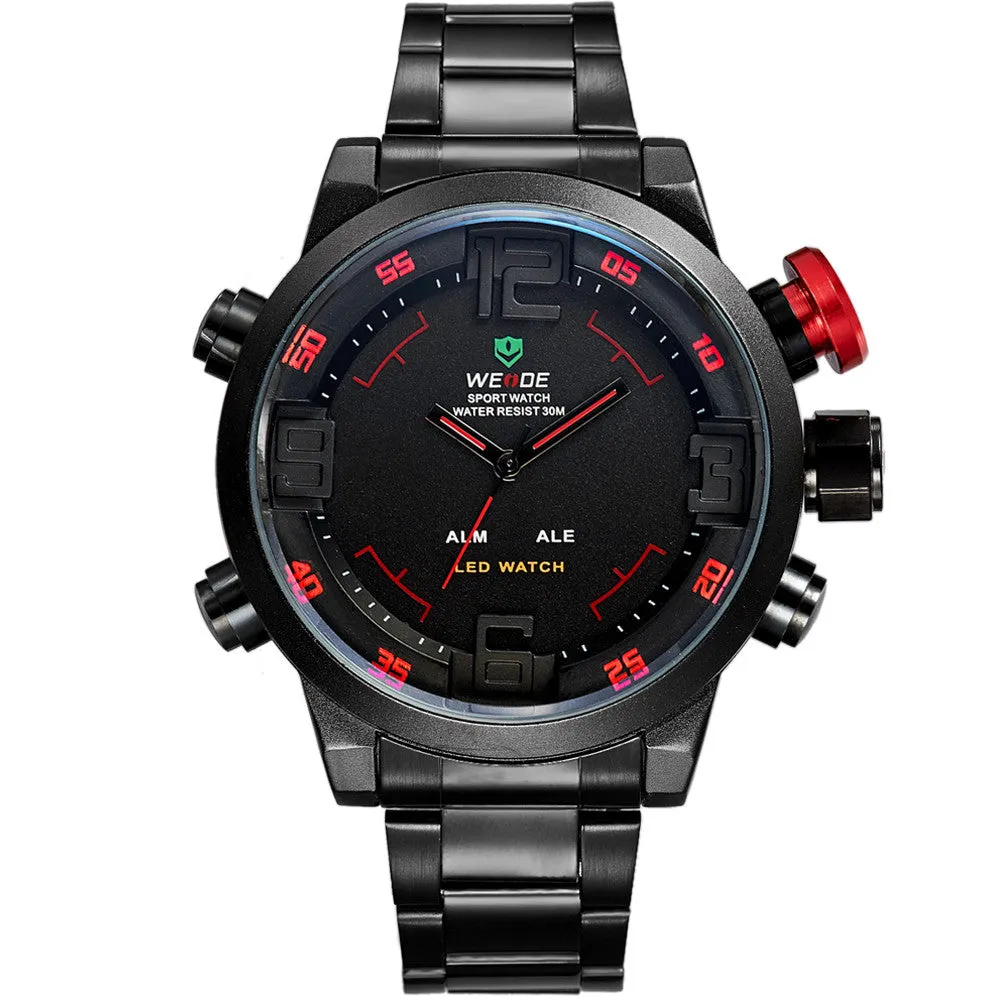 Hot WEIDE Watches Men's Casual Watch Multi-function Led Watches Men Dual Time Zone With Alarm Sports Diver Quartz Wristwatches