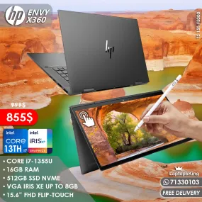 Hp Envy X360 TS 15T-FE000 | Nightfall Black | Core i7-1355u Vga Iris Xe Touch 15.6" 2in1 Laptop (New OB)