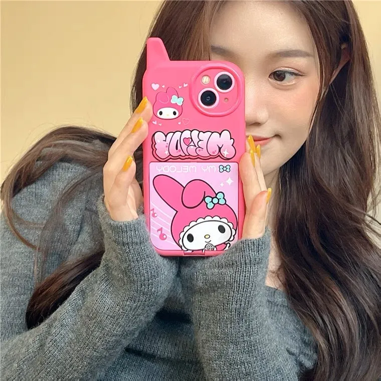 Japanese Cartoon MM KU Mobile Phone with mirror iPhone Case 11 12 13 14 Pro Promax Plus