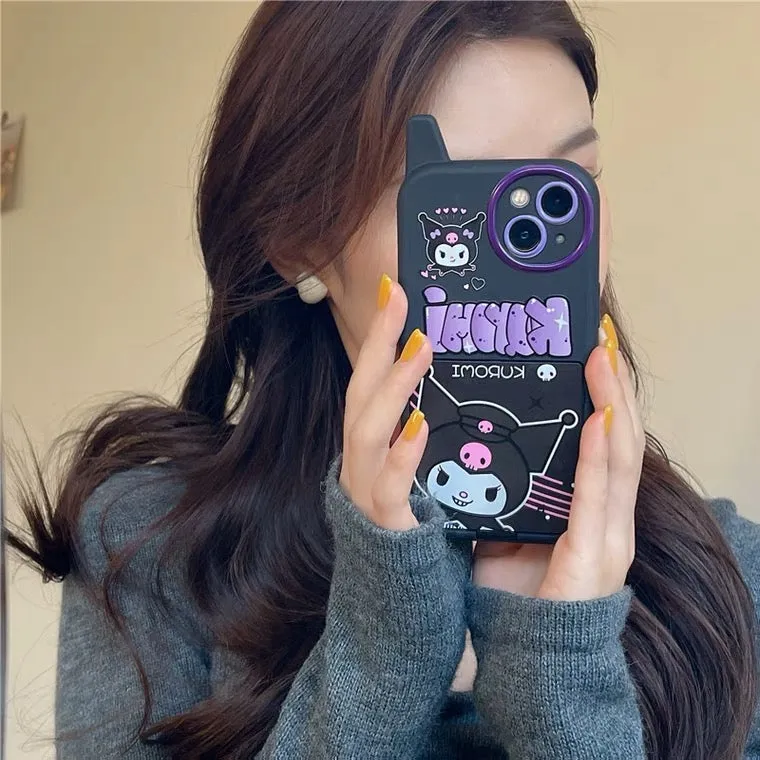 Japanese Cartoon MM KU Mobile Phone with mirror iPhone Case 11 12 13 14 Pro Promax Plus