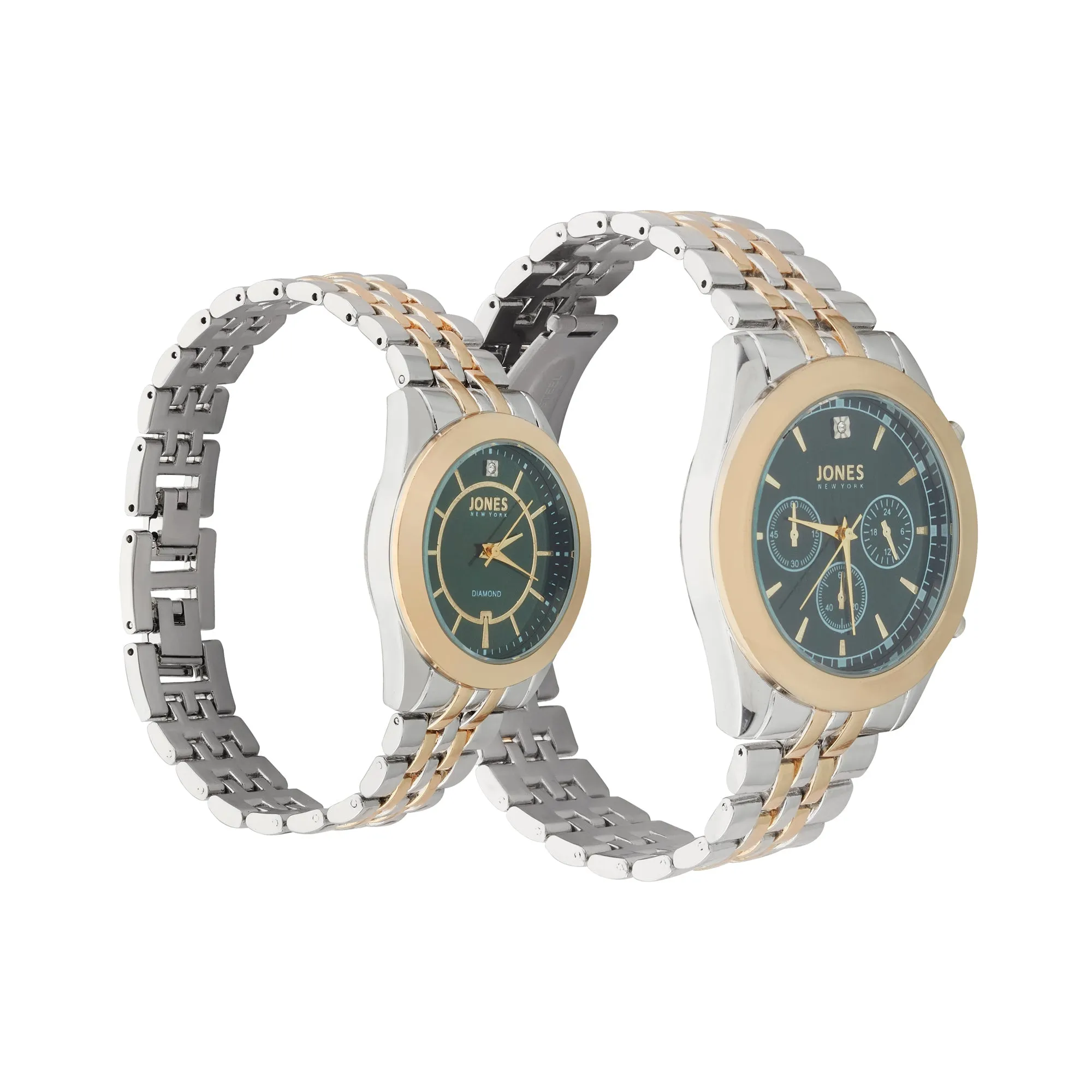 Jones New York Unisex Green/Gold/Silver His & Hers Watch Set