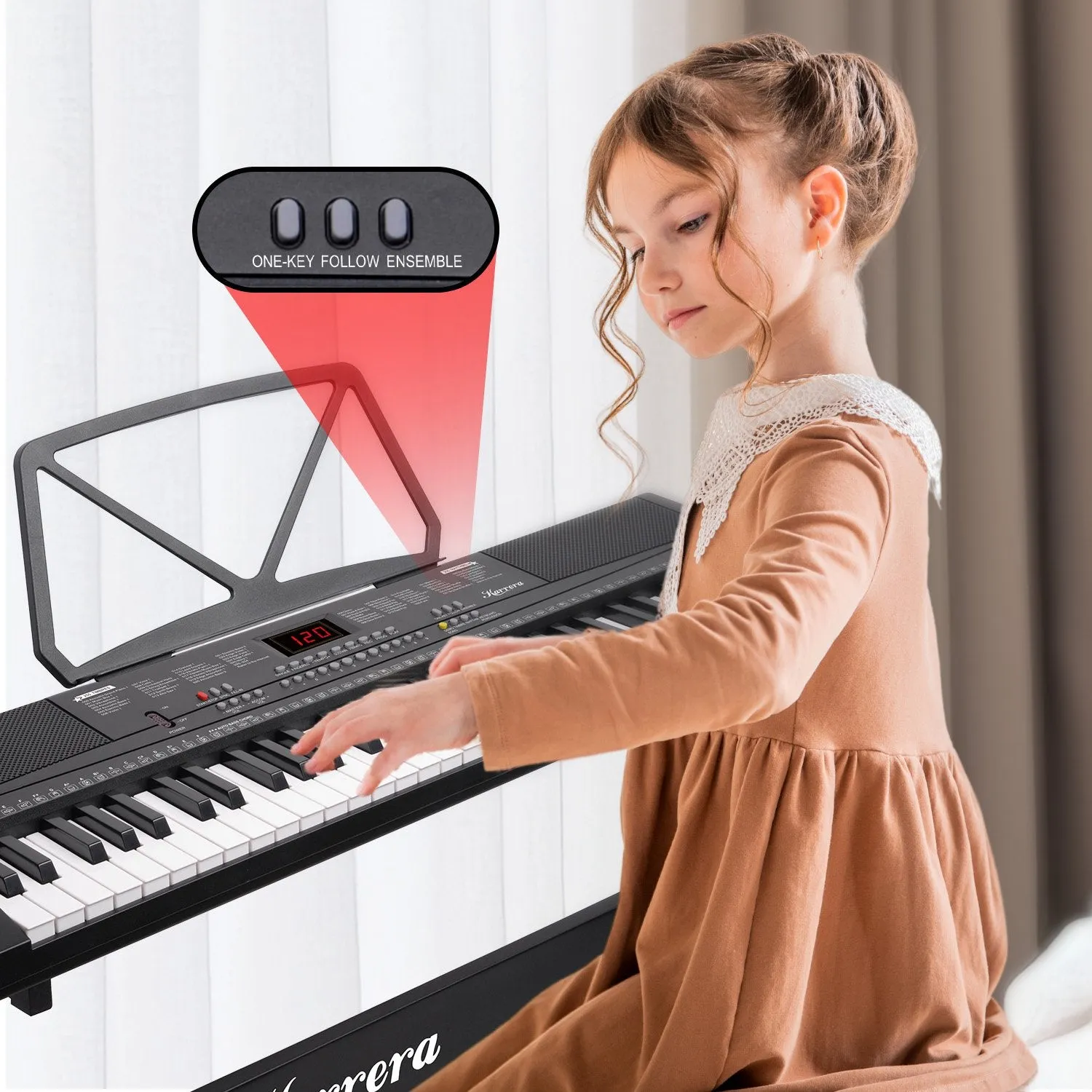 Karrera 61-Key Electronic Piano Keyboard 75cm with Stand - Black