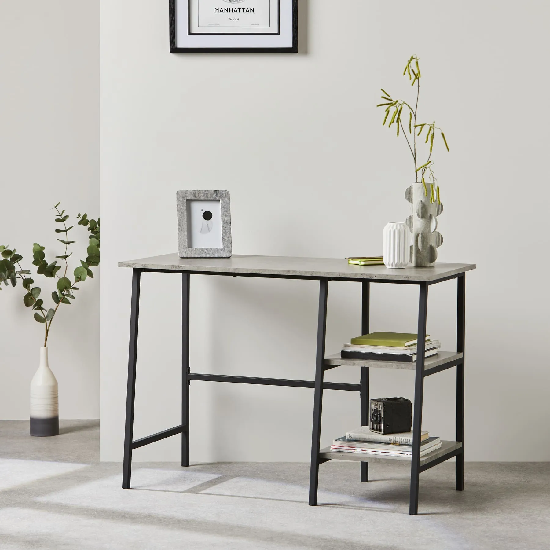 Ladder Desk with Concrete Effect Desktop