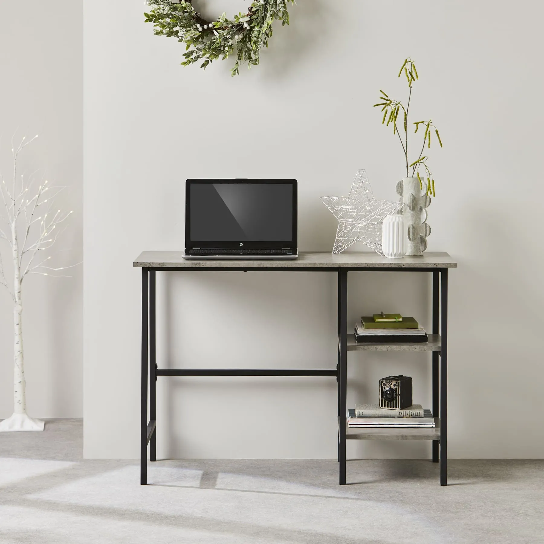 Ladder Desk with Concrete Effect Desktop