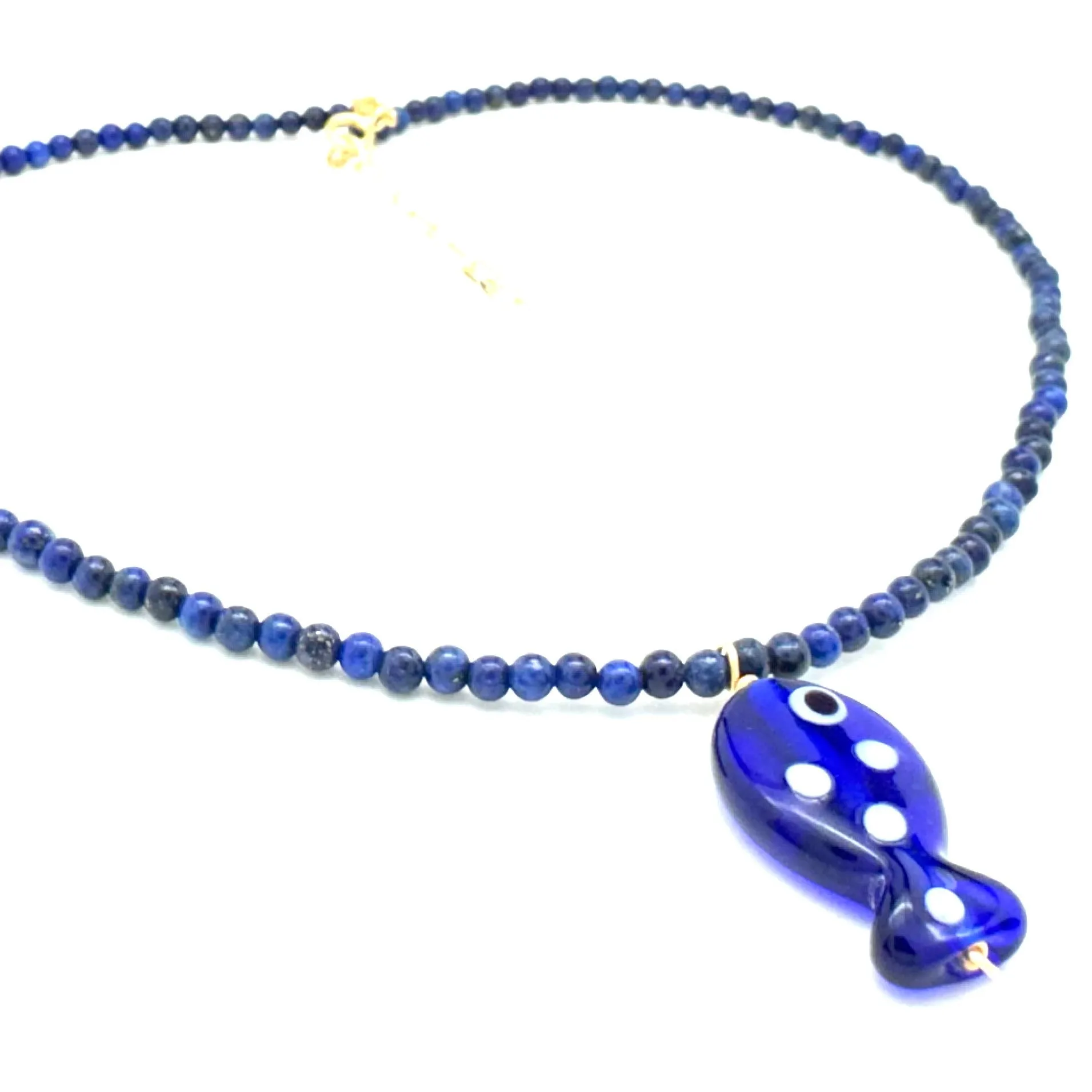 LAPIS FISH DROP NECKLACE